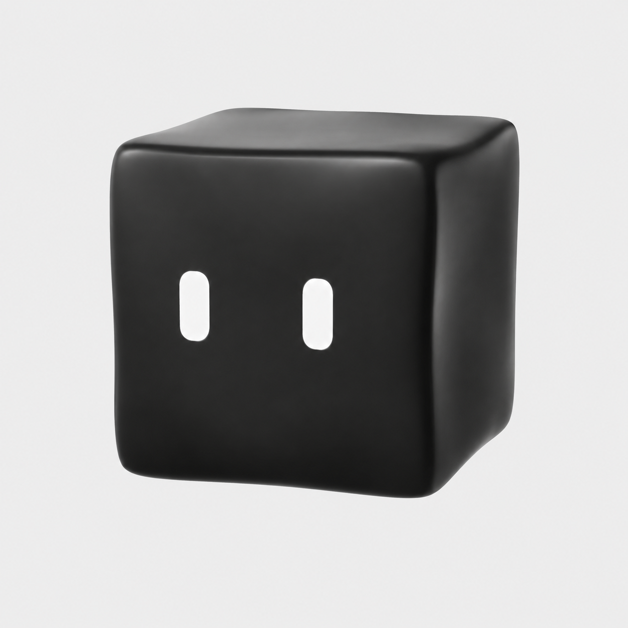 Orchestrator: a softly rounded black cube with two white eyes.